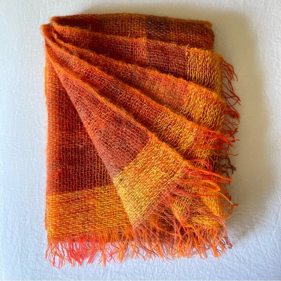 Vintage wool mohair Scottish plaid Heather Weave afghan throw blanket shawl - Picture 2 of 12
